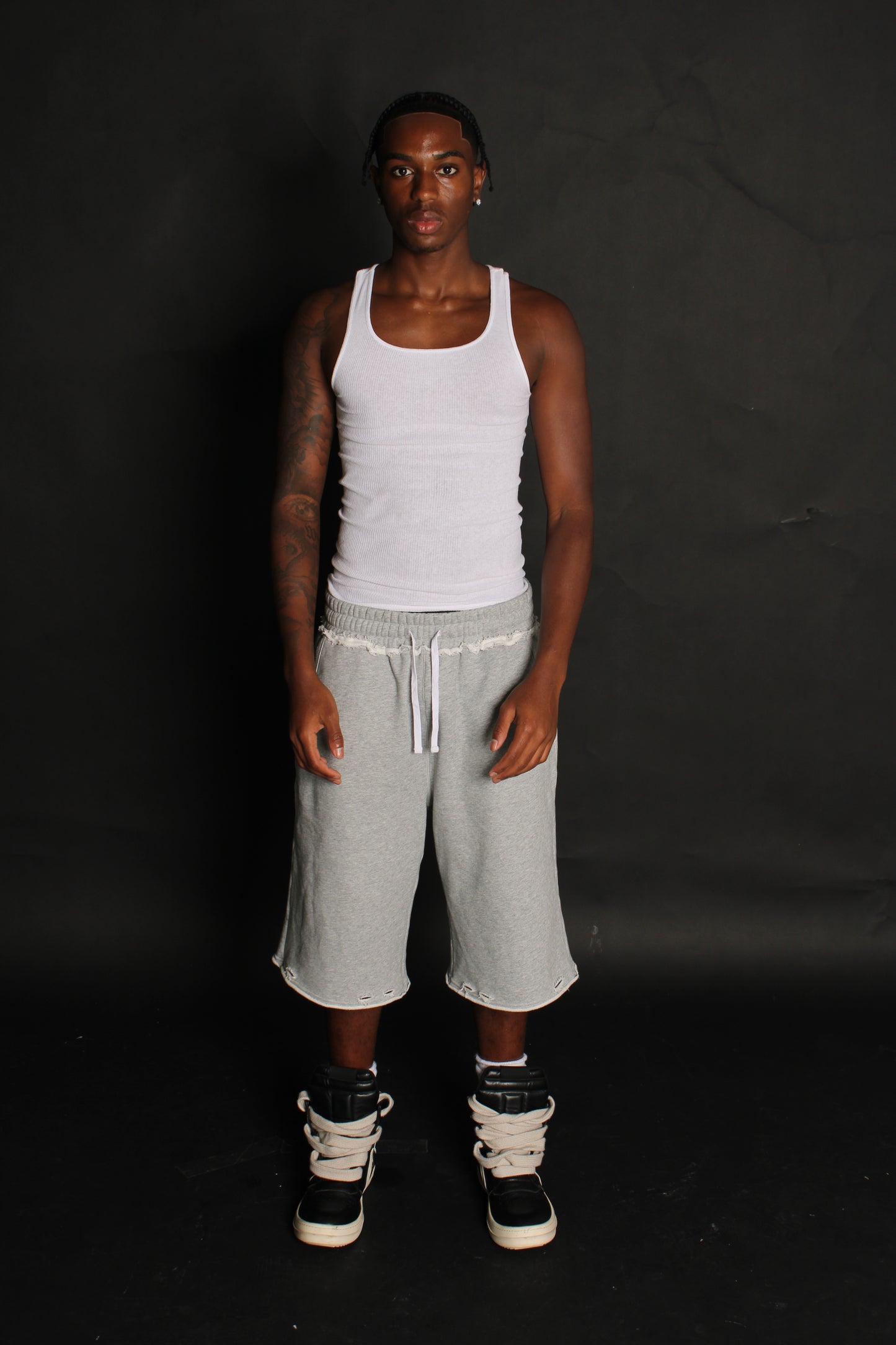 grey sweatshorts